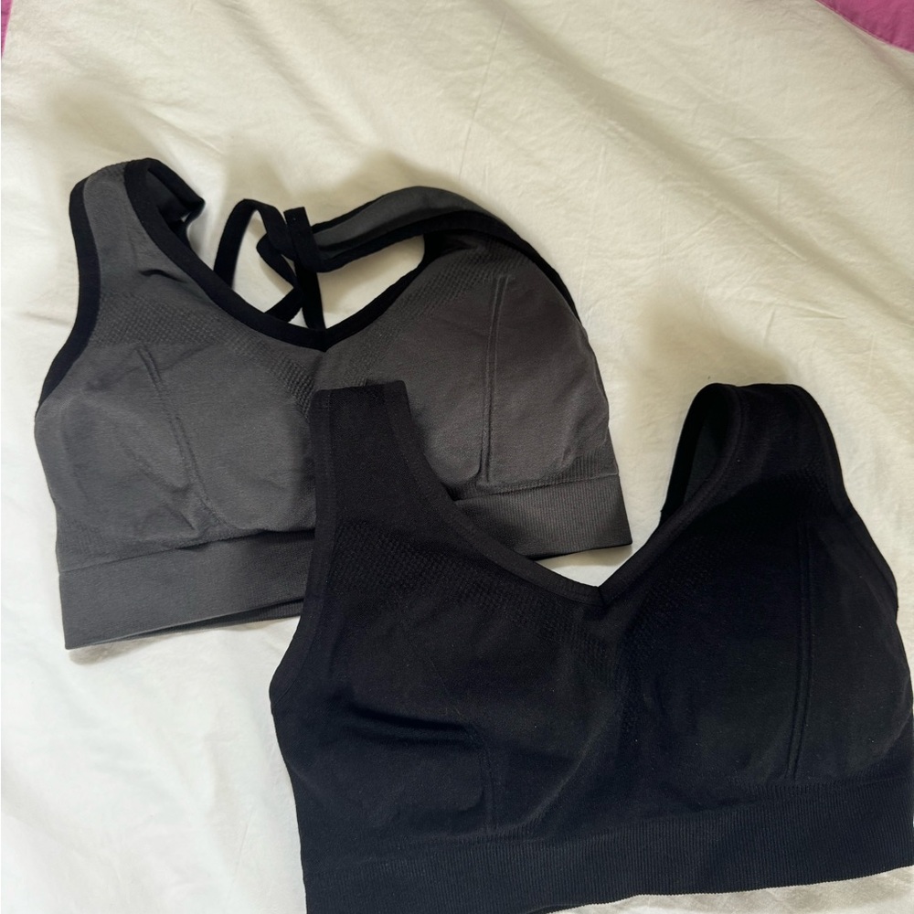 Women's Black and Gray Sports Bras